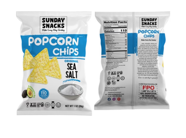 Sunday Snacks' Popcorn Chips  Sea Salt