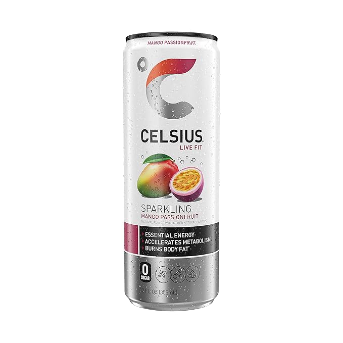 CELSIUS Sparkling Mango Passionfruit, Functional Essential Energy Drink, 12 Fl Oz