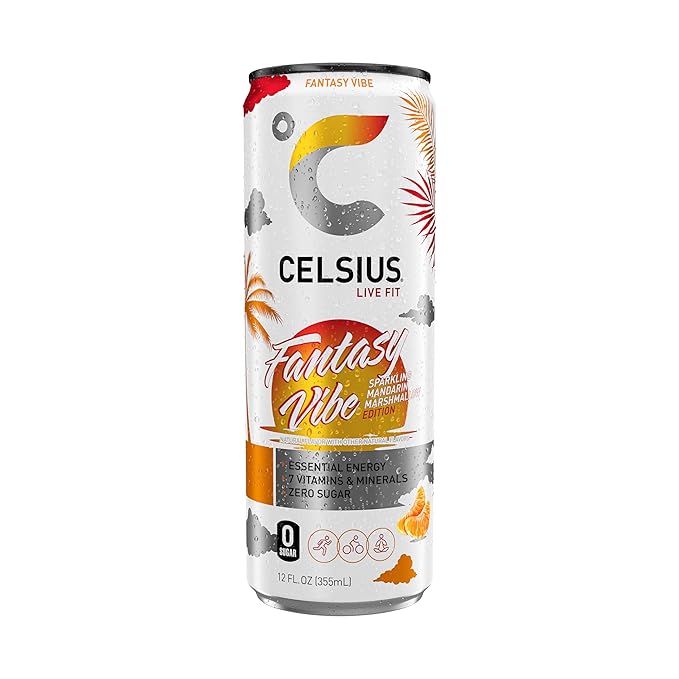 CELSIUS Sparkling Fantasy Vibe, Functional Essential Energy Drink, 12 Fl Oz