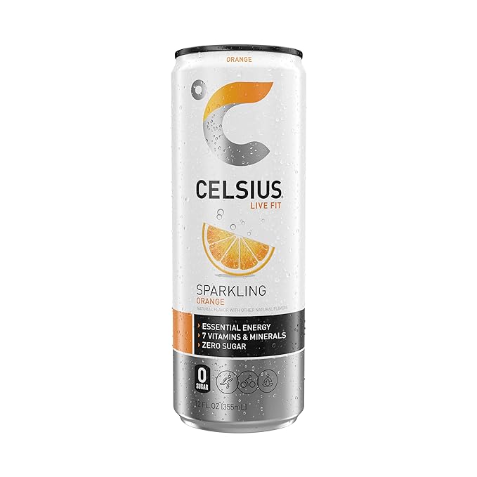 CELSIUS Sparkling Orange, Functional Essential Energy Drink 12 Fl Oz