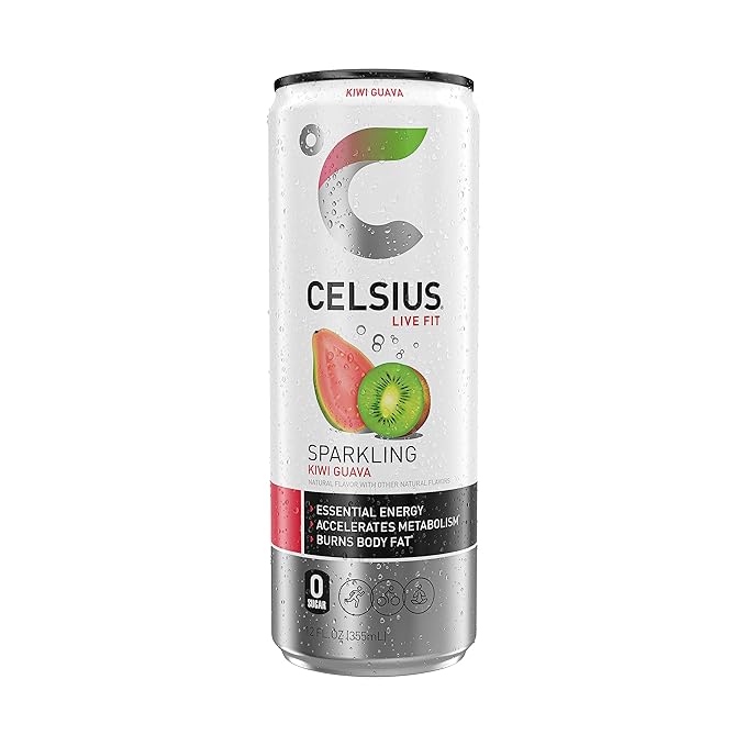 CELSIUS Sparkling Kiwi Guava, Functional Essential Energy Drink 12 Fl Oz