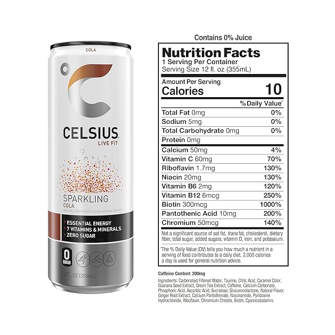 CELSIUS Sparkling Cola, Functional Essential Energy Drink 12 Fl Oz